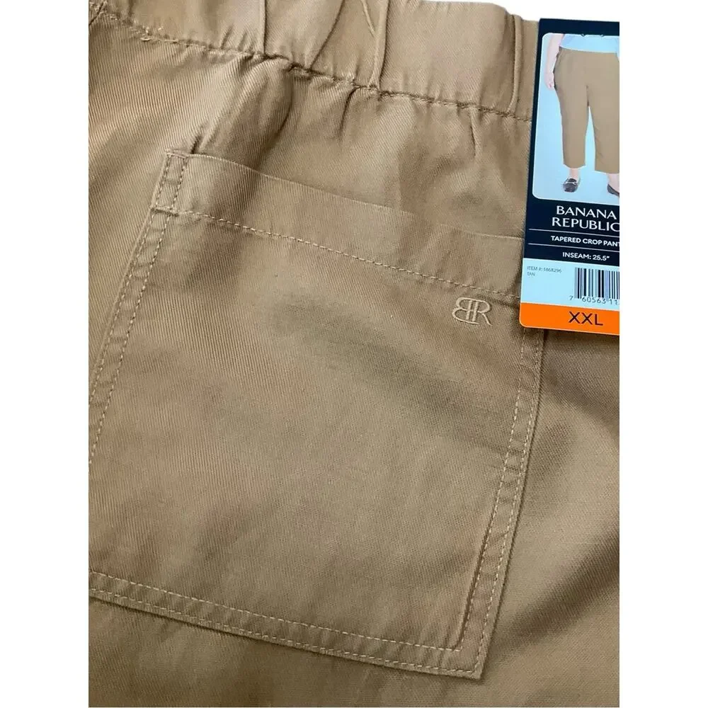 Banana Republic Cropped Tapered Pull on Pants Tan Size XXL NWT